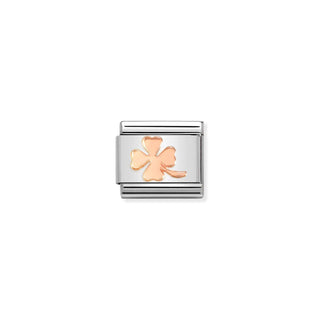 Link Composable Classic em Ouro Rosa com Trevo-de-Quatro-Folhas